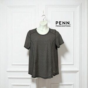 ActiveZone by Penningtons, Striped Short Sleeve Tee, Plus Size X, Gray, Black